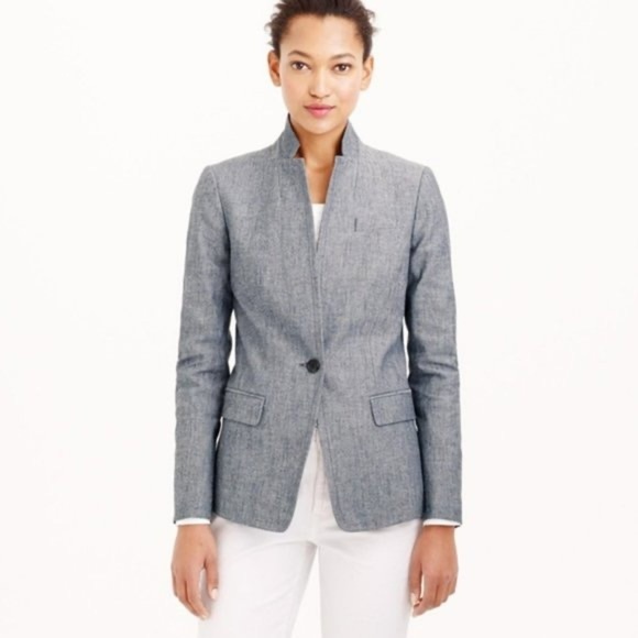 J.Crew Regent Chambray Blazer size 2 - Picture 2 of 11